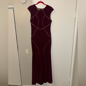 XSCAPE floor length gown with stunning mesh details. Size 14.